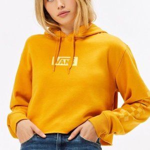 VANS Checkerboard Mustard Cropped Hoodie Size M